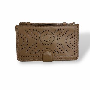 Cleobella Tan Laser-Cut Leather Wallet